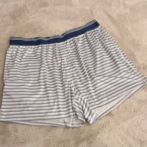 Men's Blue & White Striped Boxers with Navy Waistband